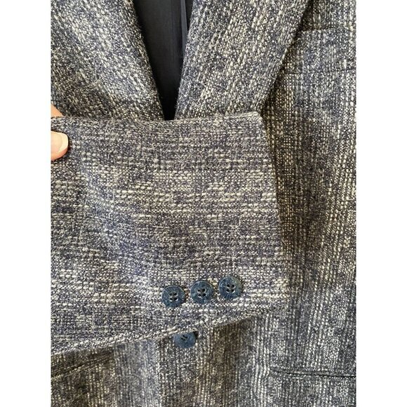 Veraci Vintage Men’s Wool Tweed Blazer Sz S Navy White Classic Academia Grandpa - Picture 12 of 16